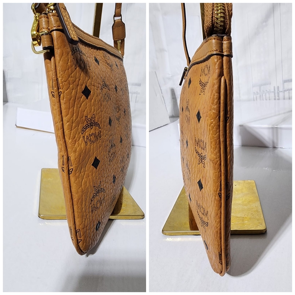MCM Visetos Leather Pochette Cognac - Picture 7 of 12